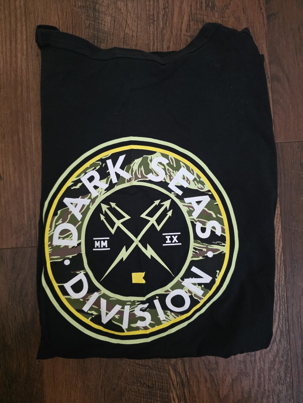 Dark Seas Division Graphic Tee - Black with Yellow & Camouflage Logo